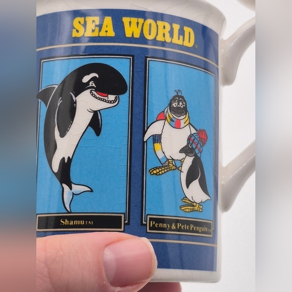80s Vintage Sea World Ceramic Coffee Tea Mug Cup Shamu Figurine On Handle - Picture 4 of 10